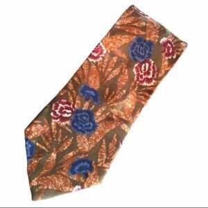 Bugatti Floral Tie Tan Green Maroon Blue